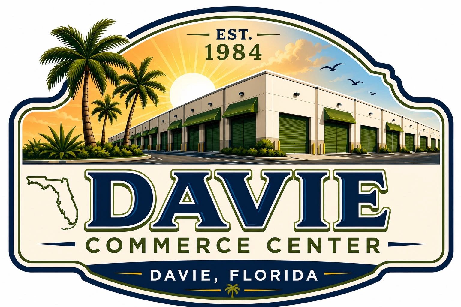 Davie Commerce Center's existing Florida-inspired brand illustration